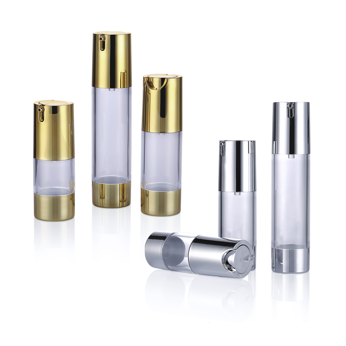 15ml 30 ml 50 ml Populární hliníkové tryskové pleťové pleťové pleťové láhve z Gold Průhledné esence Press Press Bottle Logo L05